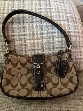 Vintage Coach Hampton Signature Demi Shoulder Bag Style 6362 Y2K Brown/Khaki